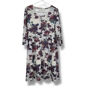 NWOT Peruvian Connection Violette Floral Pima Cotton Dress XL Midi Artsy Boho